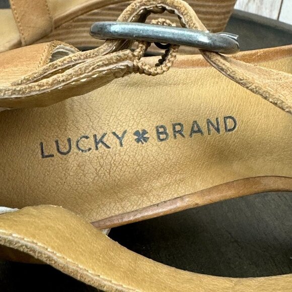 Lucky Brand Womens Jestah Wedge Sandals Ankle Strap Leather Zip-Up Size 7M - Picture 10 of 12